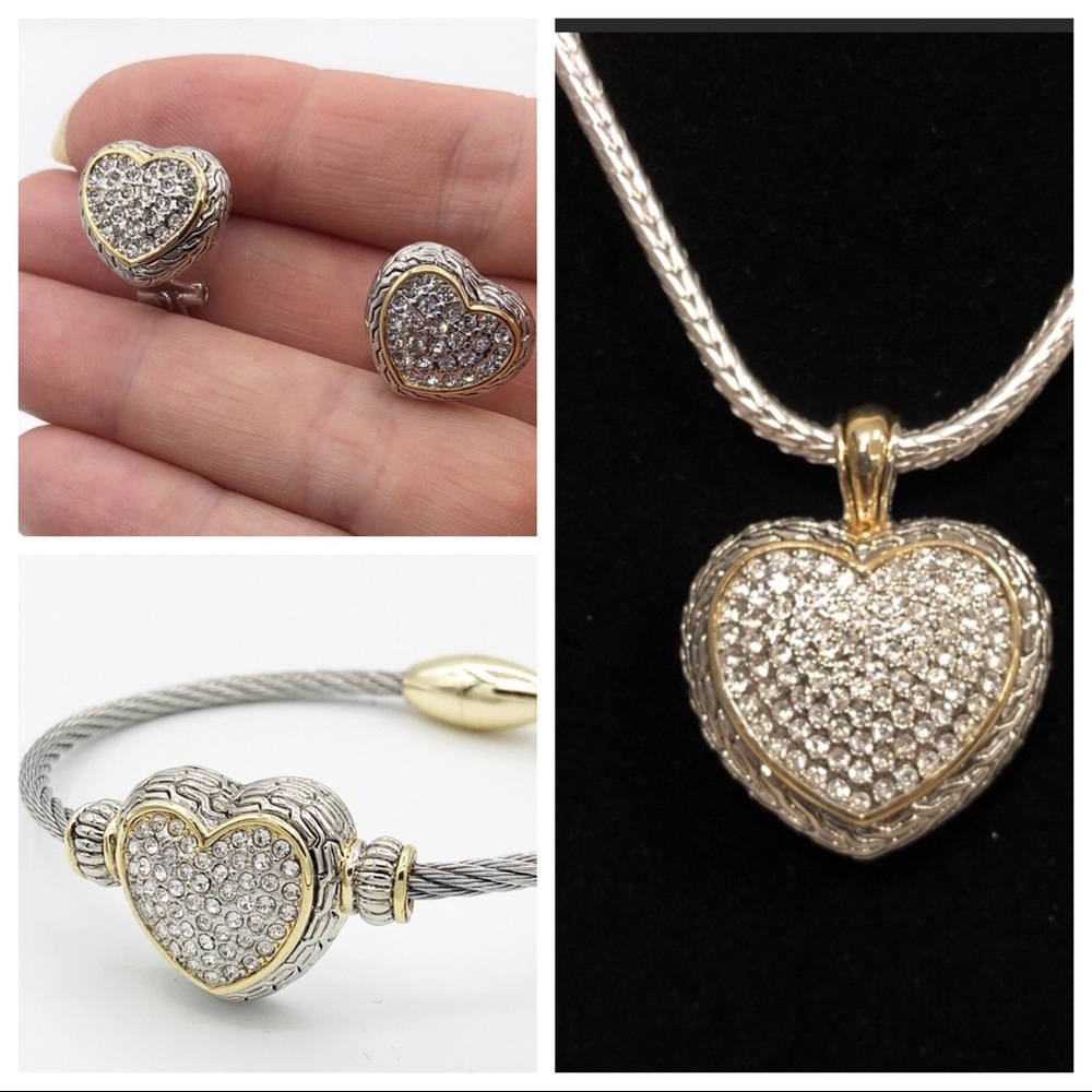 STUNNING 3 PEICE PAVE SET TRIPLE A  CLEAR CZ